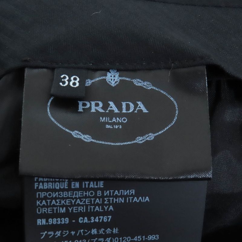 Prada 22AW P254g 98% Virgin Wool Triangle Logo Slacks Pants Black 38 Made In