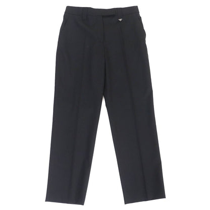 Prada 22AW P254g 98% Virgin Wool Triangle Logo Slacks Pants Black 38 Made In