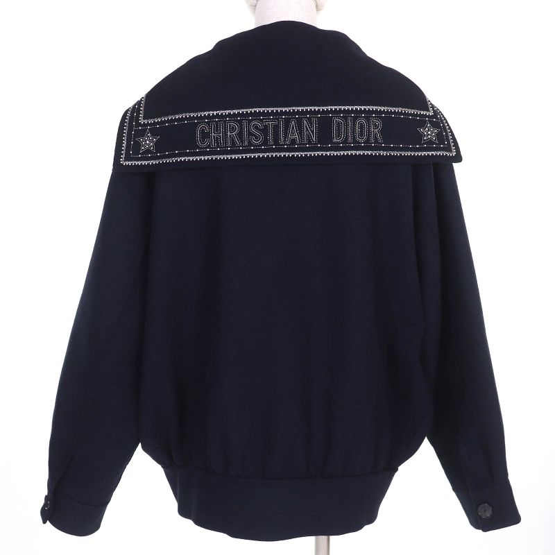 Christian DIOR 25SS 510c80y1116 Wool Rabbit Logo Studded Sailor Collar Jacket