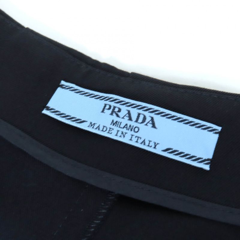 Prada 2024 P185y With Petticoat Metal Ring Wool Gabardine Mini Pleated Skirt