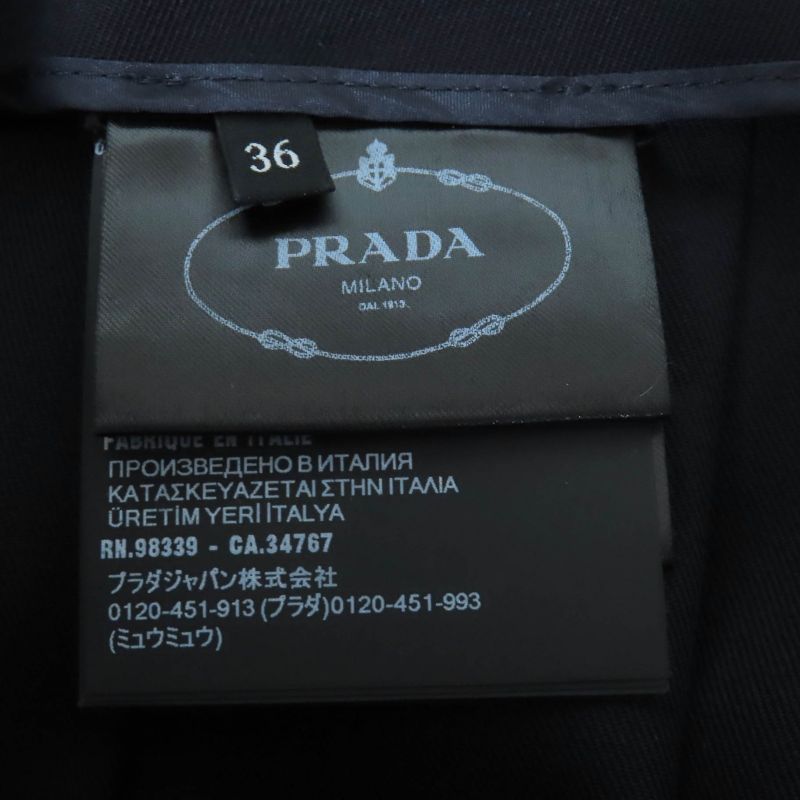 Prada 2024 P185y With Petticoat Metal Ring Wool Gabardine Mini Pleated Skirt