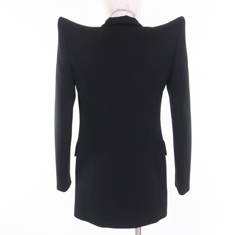 Balenciaga 20AW 642191 100% Wool Power Shoulder Pagoda Jacket Black 34 Made In
