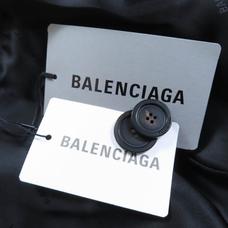 Balenciaga 20AW 642191 100% Wool Power Shoulder Pagoda Jacket Black 34 Made In