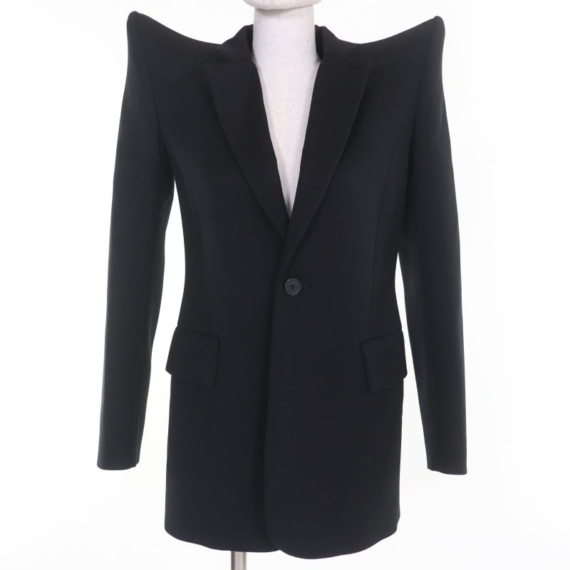 Balenciaga 20AW 642191 100% Wool Power Shoulder Pagoda Jacket Black 34 Made In