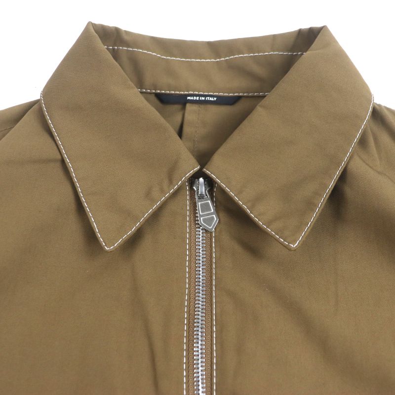 Hermes 24SS Serie Button Stitch Design Double Zip-up Jacket Brown 50 Made In