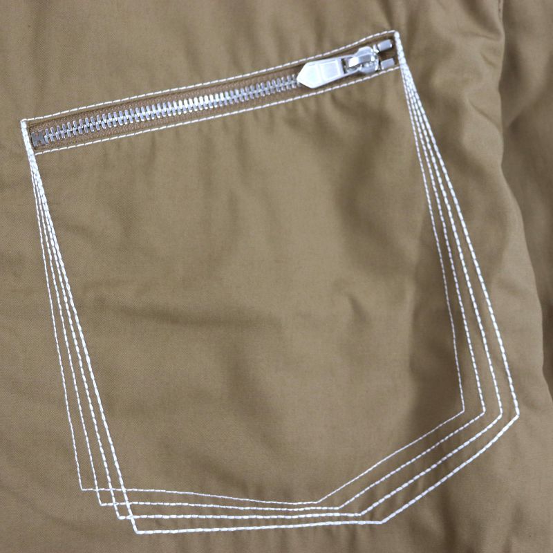 Hermes 24SS Serie Button Stitch Design Double Zip-up Jacket Brown 50 Made In