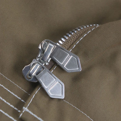 Hermes 24SS Serie Button Stitch Design Double Zip-up Jacket Brown 50 Made In