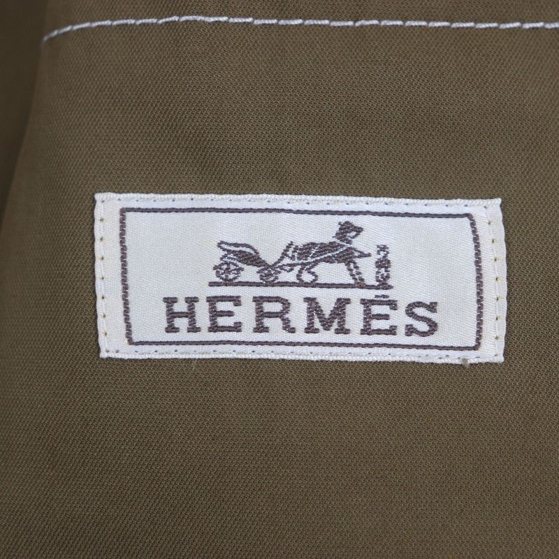 Hermes 24SS Serie Button Stitch Design Double Zip-up Jacket Brown 50 Made In