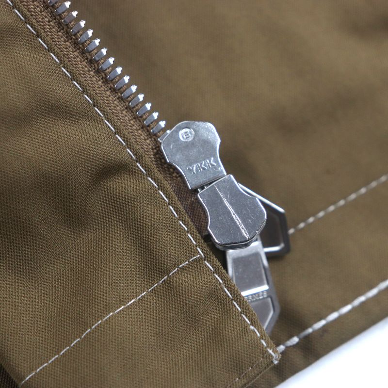 Hermes 24SS Serie Button Stitch Design Double Zip-up Jacket Brown 50 Made In