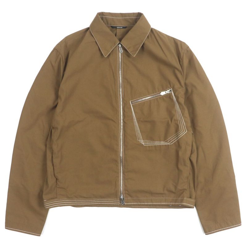 Hermes 24SS Serie Button Stitch Design Double Zip-up Jacket Brown 50 Made In