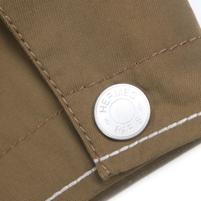 Hermes 24SS Serie Button Stitch Design Double Zip-up Jacket Brown 50 Made In