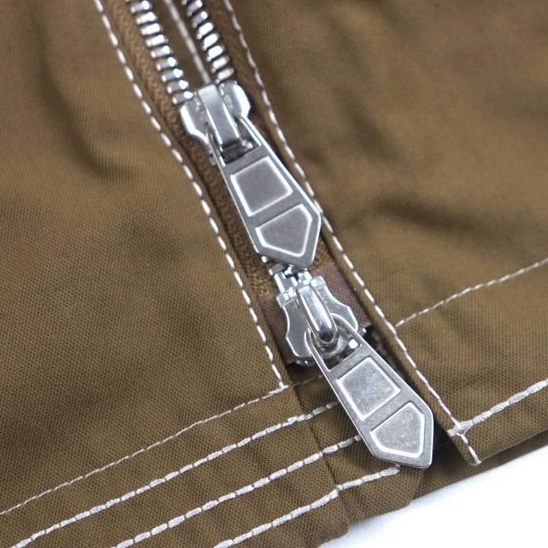 Hermes 24SS Serie Button Stitch Design Double Zip-up Jacket Brown 50 Made In