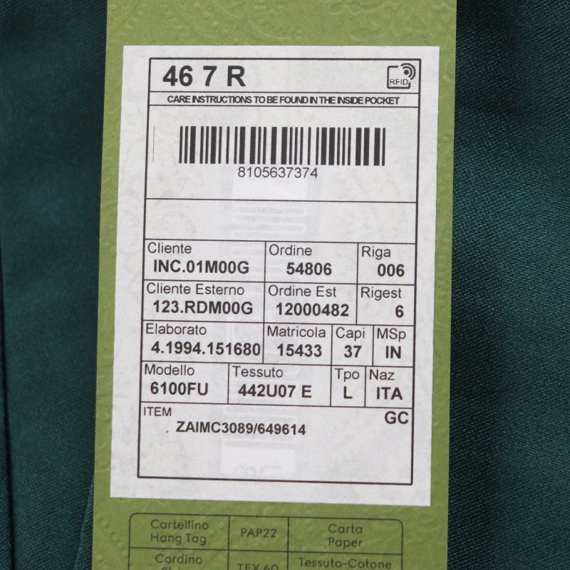 Gucci 649614 Silk Blend Satin Glossy Pants Slacks Green 46 With Hangers Made