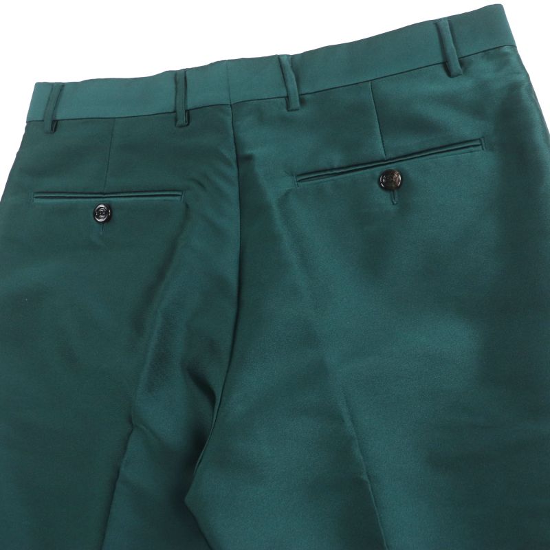 Gucci 649614 Silk Blend Satin Glossy Pants Slacks Green 46 With Hangers Made