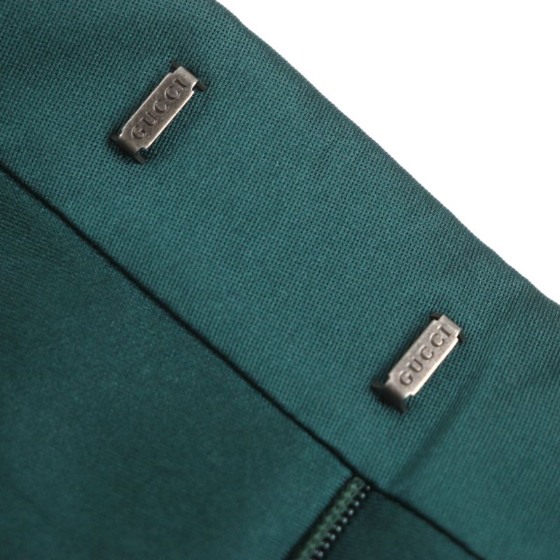 Gucci 649614 Silk Blend Satin Glossy Pants Slacks Green 46 With Hangers Made