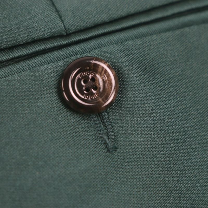 Gucci 649614 Silk Blend Satin Glossy Pants Slacks Green 46 With Hangers Made