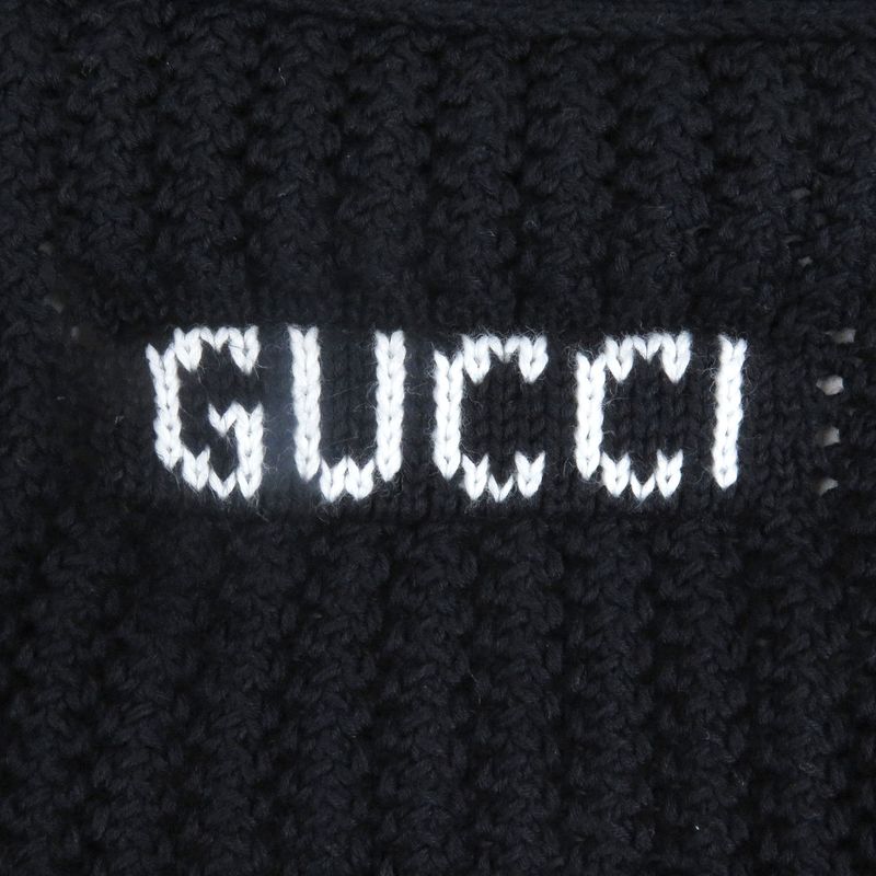 Gucci 24AW 788009 Cotton Jersey Knit Cardigan With Web Stripe Navy L With Box