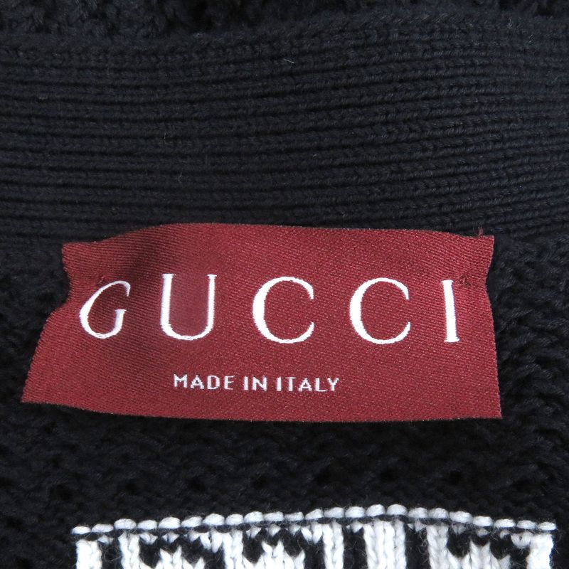 Gucci 24AW 788009 Cotton Jersey Knit Cardigan With Web Stripe Navy L With Box