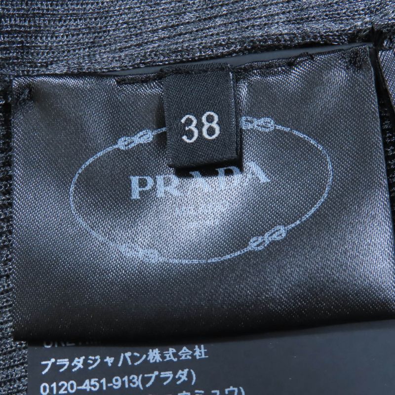 Prada 2021 P24i1l 100% Silk Rhinestone Knit Short Sleeve Polo Shirt Top Grey 38