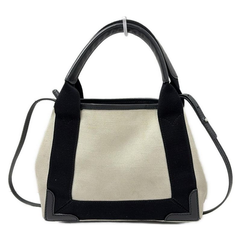 Balenciaga Tote Bag Navy Cabas Su XS 390346 Ivory And Black Leather