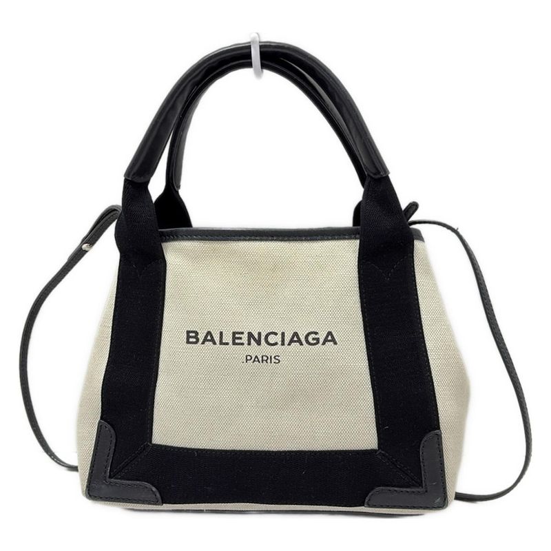 Balenciaga Tote Bag Navy Cabas Su XS 390346 Ivory And Black Leather