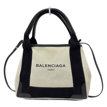 Balenciaga Tote Bag Navy Cabas Su XS 390346 Ivory And Black Leather