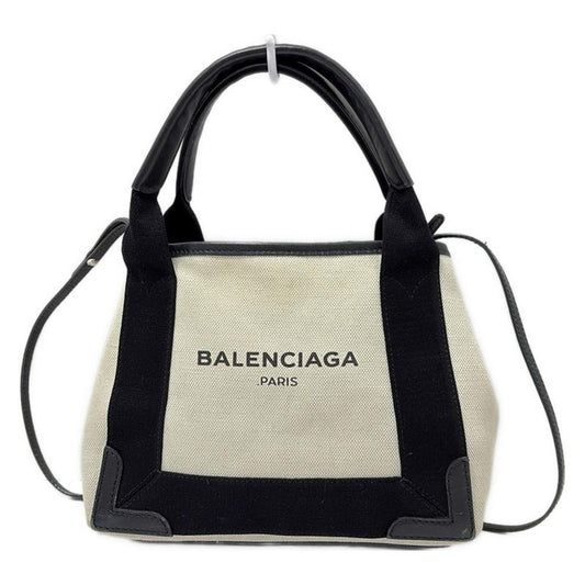 Balenciaga Tote Bag Navy Cabas Su XS 390346 Ivory And Black Leather