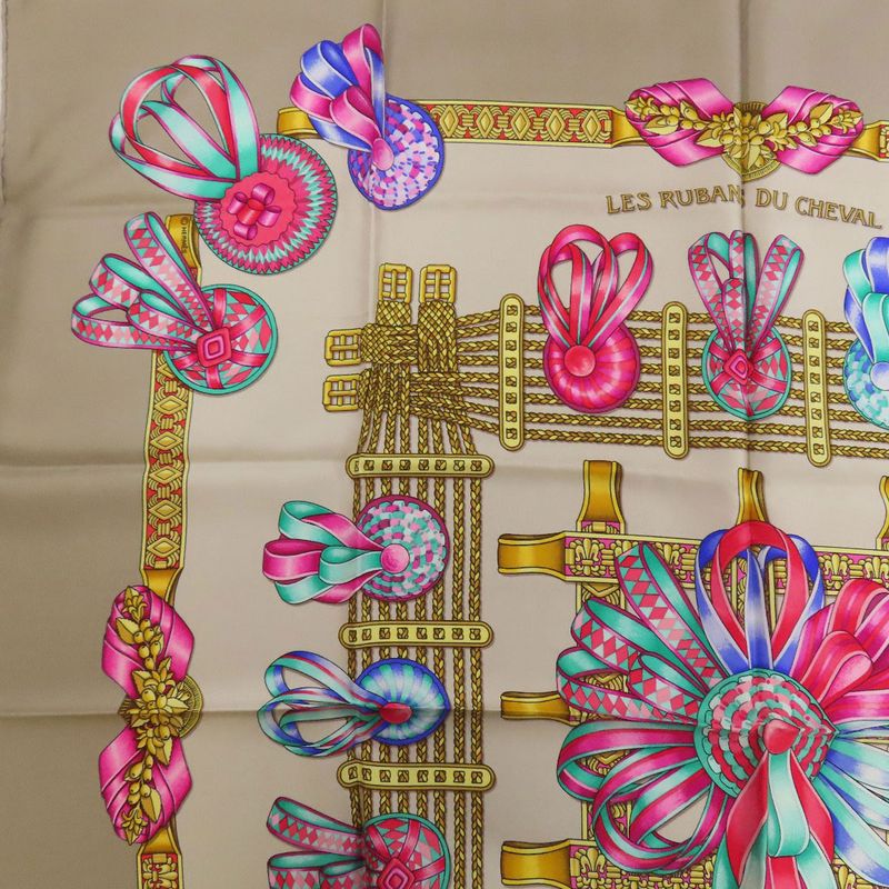 Hermes Carré 90 Horse Ribbon Scarf Silk Women