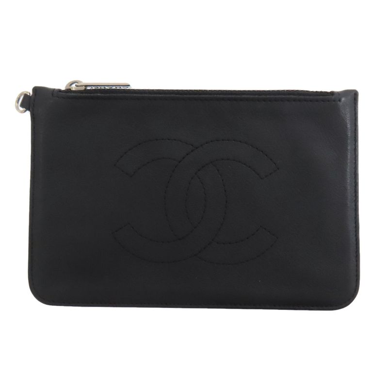 Chanel Coco Mark Accessory Pouch Lambskin Women