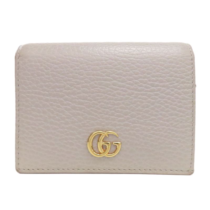 Gucci 456126 GG Marmont Double G Fold Wallet With Coin Purse Calf Women