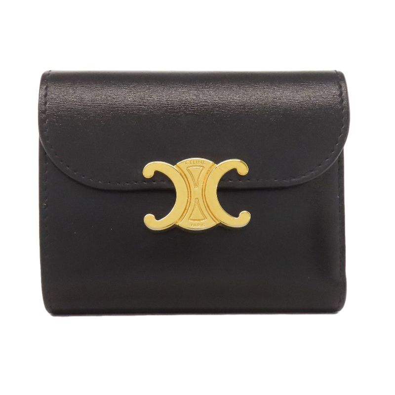 Celine Triomphe Flap Folding Wallet With Coin Purse Calf Women
