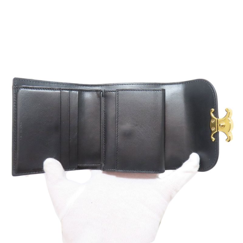 Celine Triomphe Flap Folding Wallet With Coin Purse Calf Women