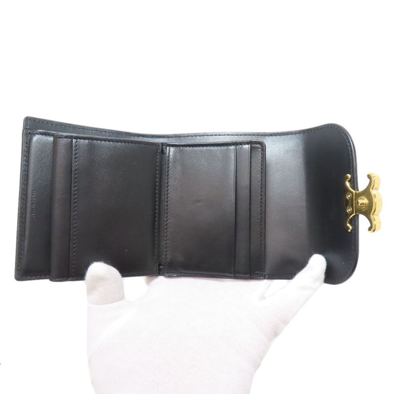 Celine Triomphe Flap Folding Wallet With Coin Purse Calf Women