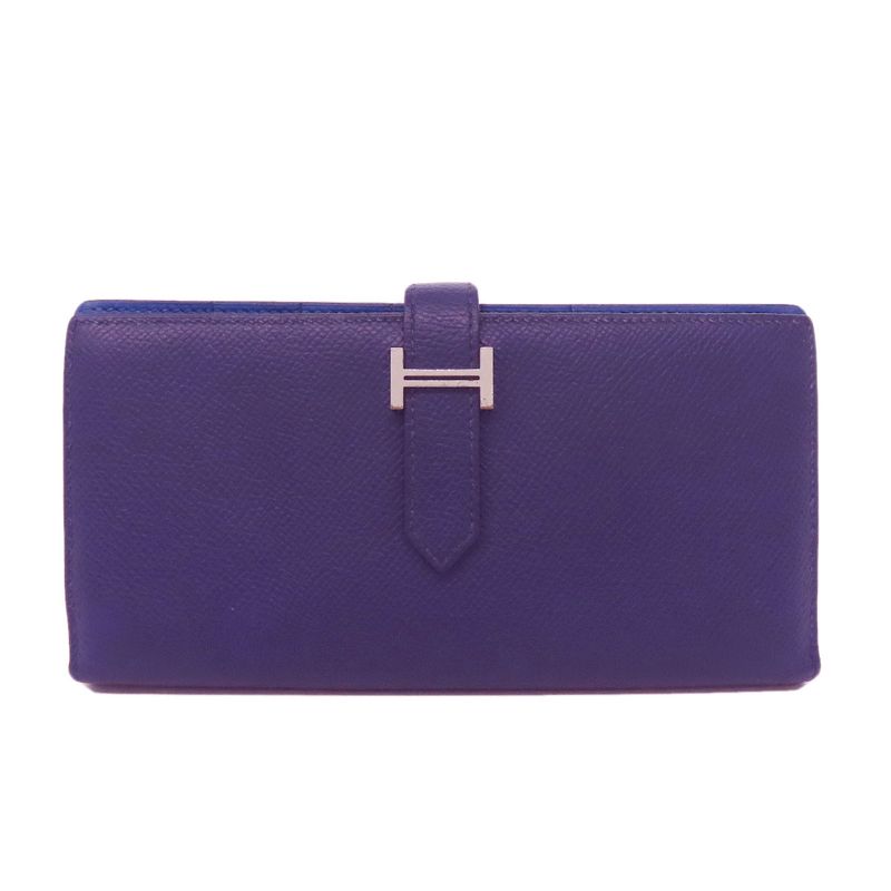 Hermes Bearn Souffle Silver Hardware Long Wallet With Coin Purse Epson Women