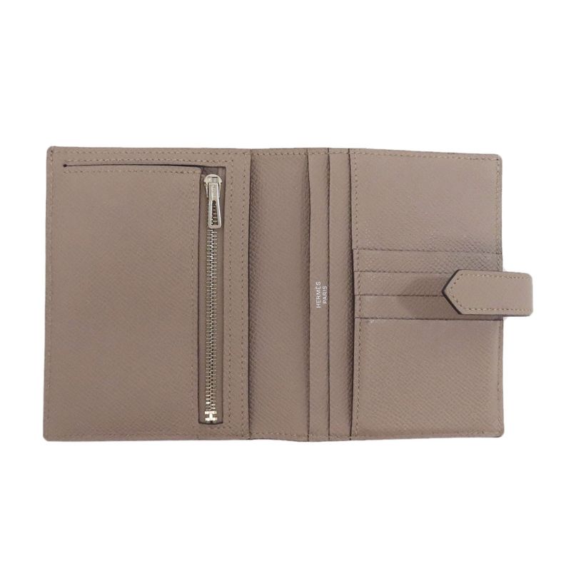 Hermes Bearn Compact Silver Hardware Bifold Wallet With Coin Purse Epson Women