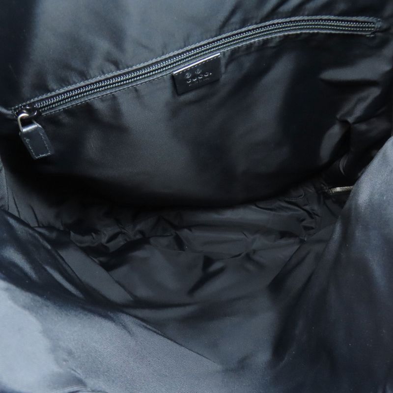 Gucci 619749 Sherry Line Backpack Daypack Nylon Canvas Leather Women