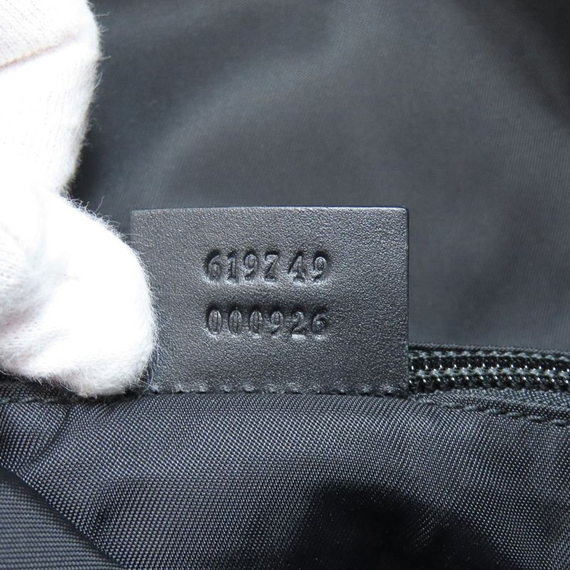 Gucci 619749 Sherry Line Backpack Daypack Nylon Canvas Leather Women