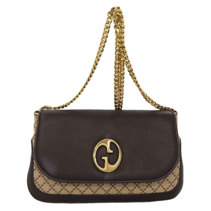 Gucci 251820 Diamante Chain Shoulder Bag Canvas Women