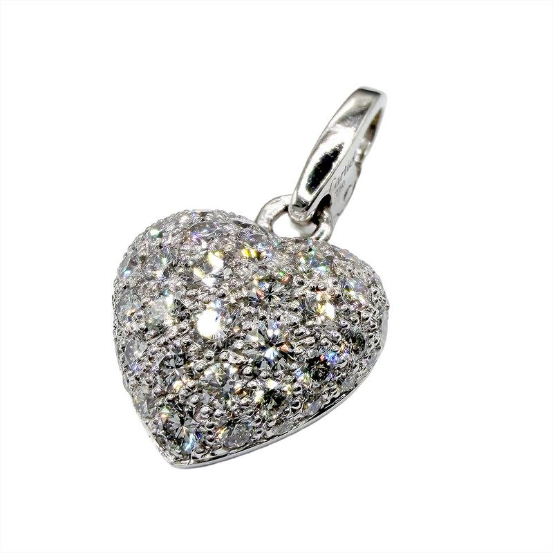 Cartier Pave Heart Diamond Pendant Top Pendant Top LM Size Pendant Top