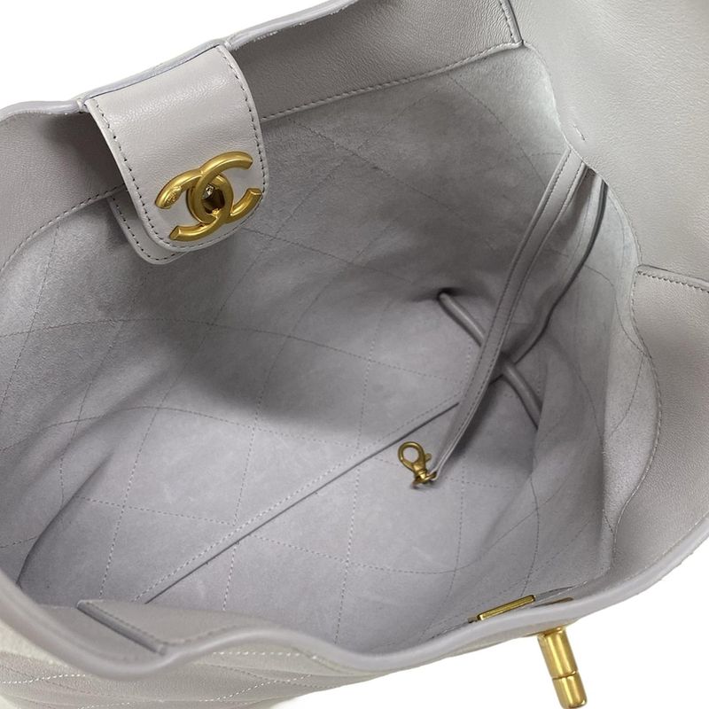 Chanel Shoulder Bag Matelasse Hobo Bag As5403 Light Gray Lambskin