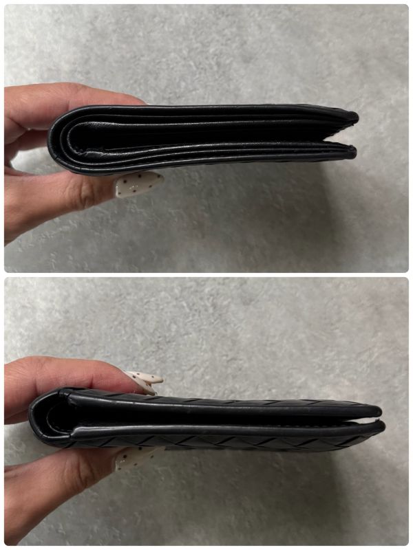 Bottega Veneta Intrecciato Bifold Wallet Billfold Black Calf Leather Men's