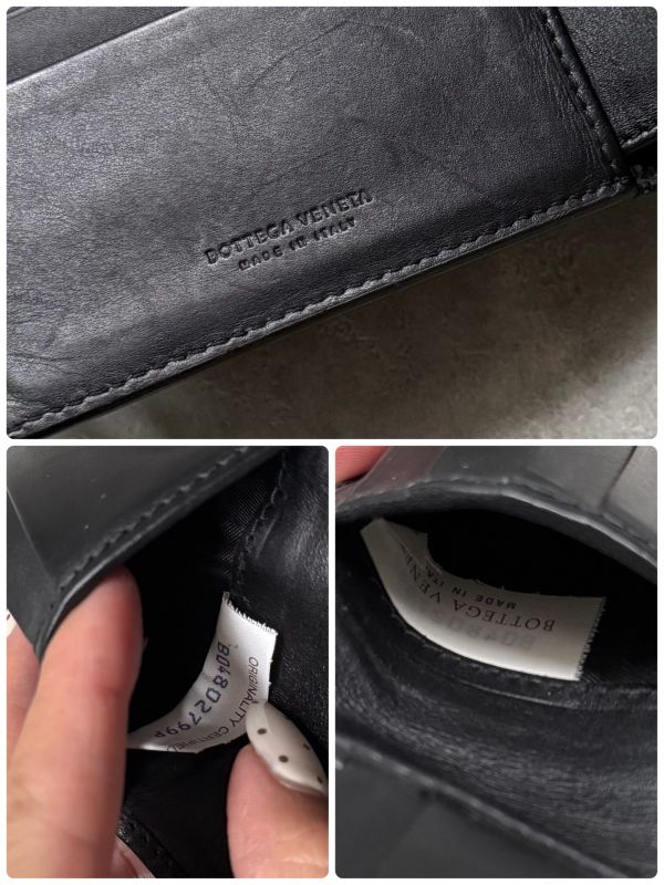 Bottega Veneta Intrecciato Bifold Wallet Billfold Black Calf Leather Men's