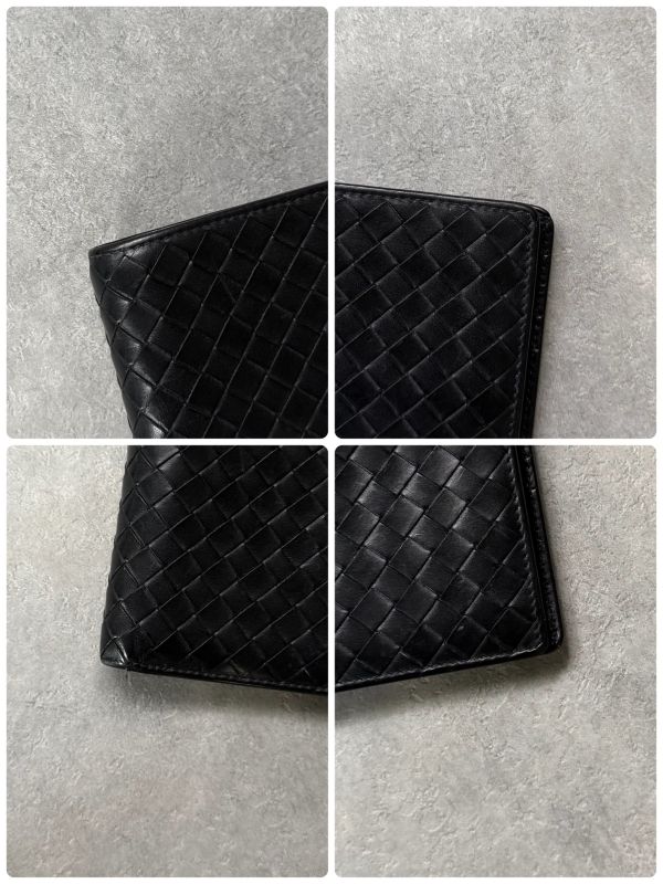Bottega Veneta Intrecciato Bifold Wallet Billfold Black Calf Leather Men's