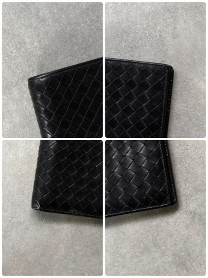Bottega Veneta Intrecciato Bifold Wallet Billfold Black Calf Leather Men's