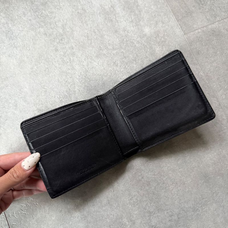 Bottega Veneta Intrecciato Bifold Wallet Billfold Black Calf Leather Men's