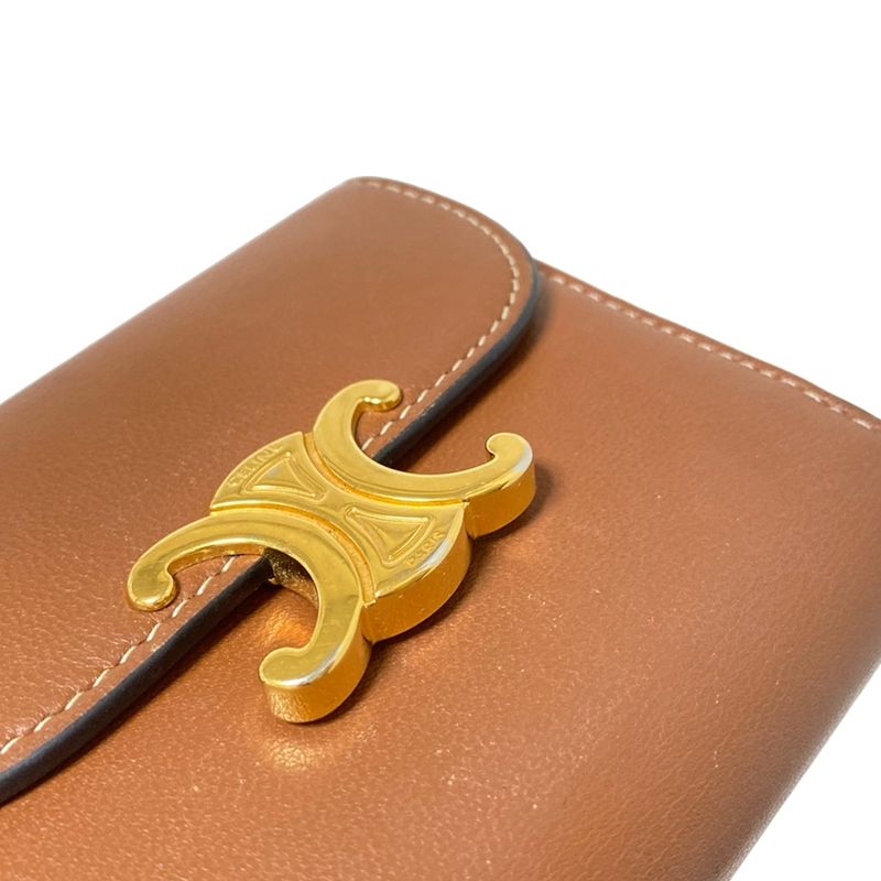 Celine Small Flap Wallet With Three Compartments Triomphe Brown Leather