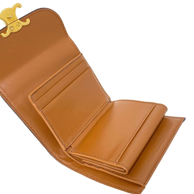 Celine Small Flap Wallet With Three Compartments Triomphe Brown Leather