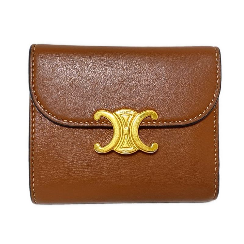 Celine Small Flap Wallet With Three Compartments Triomphe Brown Leather