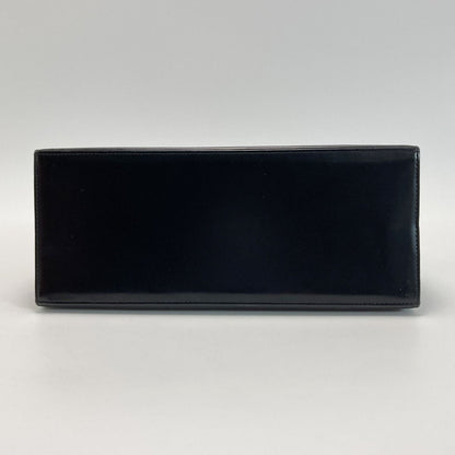 Yves Saint Laurent Clasp Handbag Black Leather Hotei
