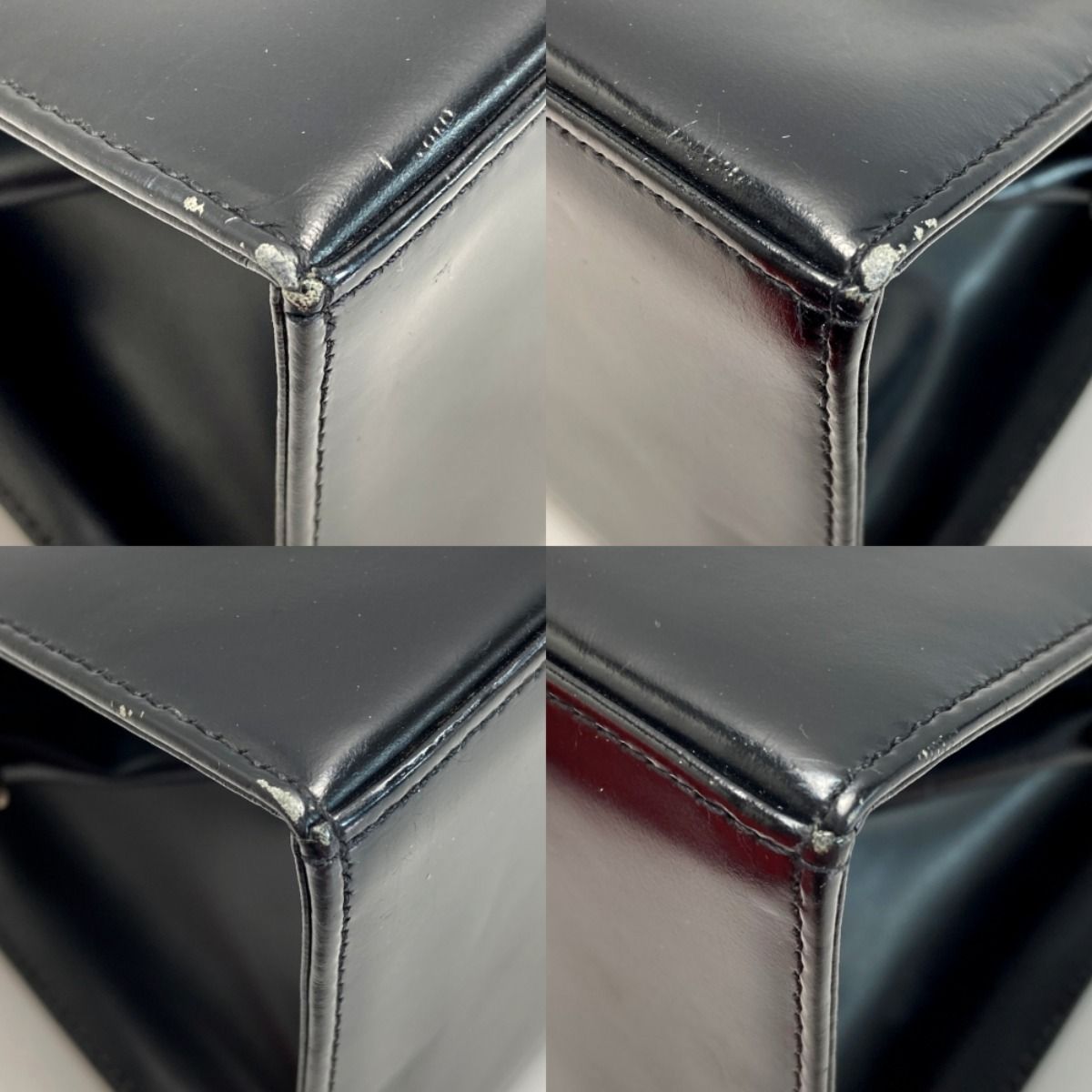 Yves Saint Laurent Clasp Handbag Black Leather Hotei